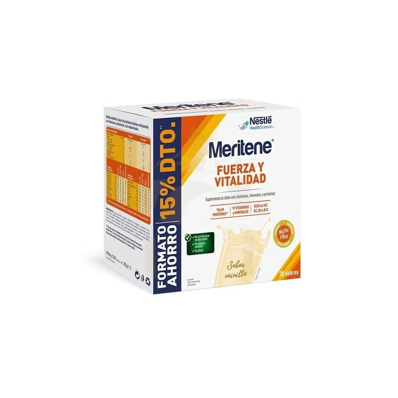 Nestlé Meritene® Fuerza y Vitalidad Sabor Vainilla 30 Sobres